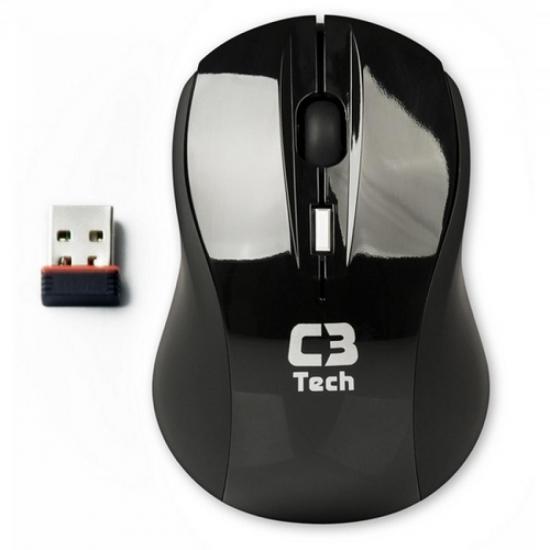 Mouse Óptico Sem Fio 500/1000DPI MW100BK Preto C3 TECH por 0,00 à vista no boleto/pix ou parcele em até 1x sem juros. Compre na loja Mundomax!