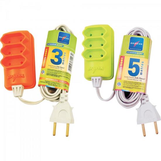 Extensão Tripla PL 2 x 0,75mm 3 Metros Sort DANEVA por 0,00 à vista no boleto/pix ou parcele em até 1x sem juros. Compre na loja Mundomax!