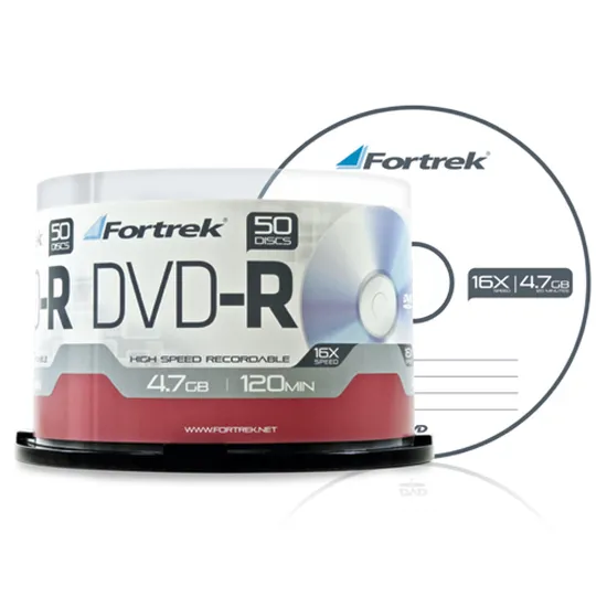 Mídia DVD-R 16x 4,7Gb 120min Cake c/ 50 FORTREK (37690)