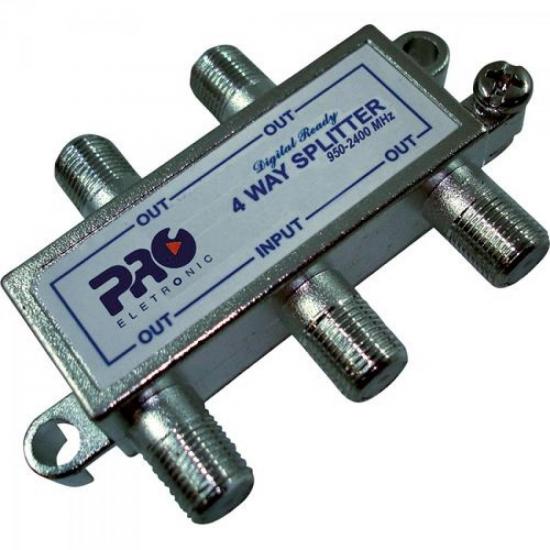 Divisor Satélite 1/4 5-2400 MHz PQDV-2024 PROELETRONIC por 15,90 à vista no boleto/pix ou parcele em até 1x sem juros. Compre na loja Mundomax!