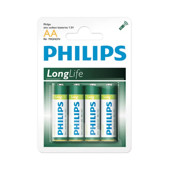 Pilha AA Zinco LongLife R6L4B/97 c/4 PHILIPS (38178)