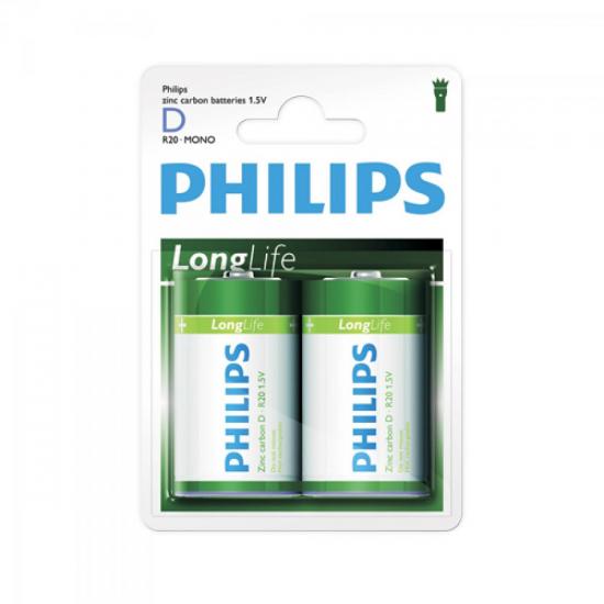 Pilha Zinco Carbono D (grande) R20L2B/97 C/2 PHILIPS por 0,00 à vista no boleto/pix ou parcele em até 1x sem juros. Compre na loja Mundomax!