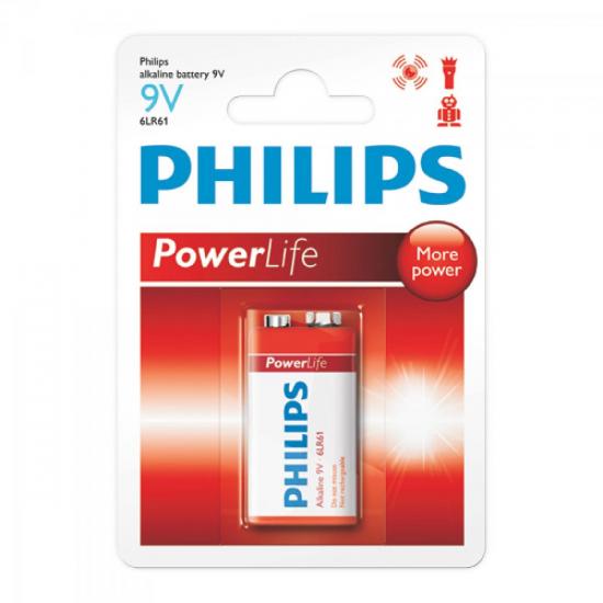 Bateria 9V Alcalina PowerLife 6LR61P1B/97 PHILIPS por 0,00 à vista no boleto/pix ou parcele em até 1x sem juros. Compre na loja Mundomax!
