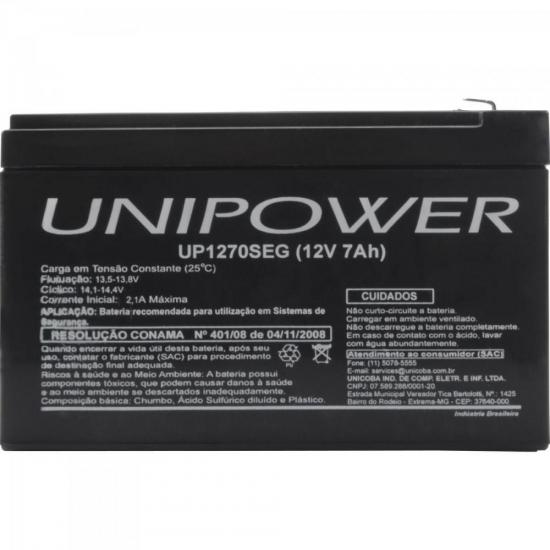 Bateria Selada UP1270SEG 12V/7A UNIPOWER por 0,00 à vista no boleto/pix ou parcele em até 1x sem juros. Compre na loja Mundomax!
