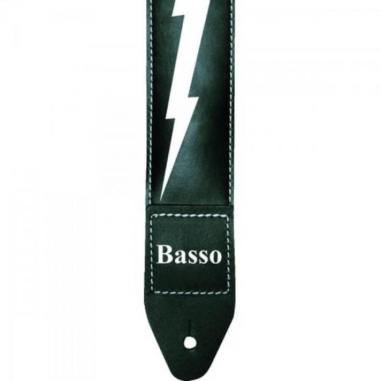Correia para Guitarra BASSO \"Raio\" com Ponteiras em Couro SF51 Preta por 45,90 à vista no boleto/pix ou parcele em até 1x sem juros. Compre na loja Mundomax!