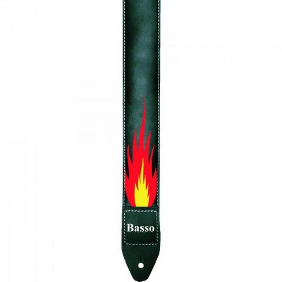 Correia Para Guitarra \"Fogo Vermelho\" com Ponteiras em Couro SF66 Preta por 0,00 à vista no boleto/pix ou parcele em até 1x sem juros. Compre na loja Mundomax!