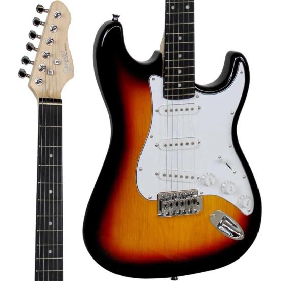 Guitarra Giannini G100 Sunburst Com Escudo Branco por 809,00 à vista no boleto/pix ou parcele em até 10x sem juros. Compre na loja Mundomax!