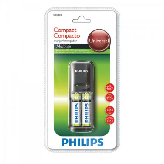 Carregador de Pilha com 2 Pilhas AA 2450mAh SCB1280NB/78 220V Preto por 0,00 à vista no boleto/pix ou parcele em até 1x sem juros. Compre na loja Mundomax!