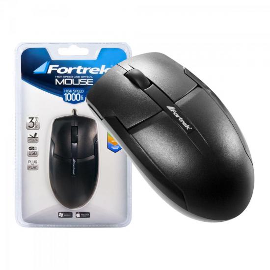 Mouse USB 1000dpi OM-101BK Preto FORTREK por 24,90 à vista no boleto/pix ou parcele em até 1x sem juros. Compre na loja Mundomax!