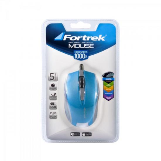 Mouse 1000dpi USB OM-301BL Azul FORTREK por 0,00 à vista no boleto/pix ou parcele em até 1x sem juros. Compre na loja Mundomax!