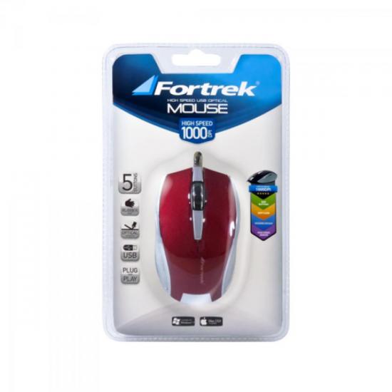 Mouse 1000dpi USB OM-301RD Vermelho FORTREK por 0,00 à vista no boleto/pix ou parcele em até 1x sem juros. Compre na loja Mundomax!