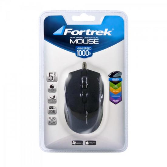 Mouse USB 1000dpi OM-301BK Preto FORTREK por 0,00 à vista no boleto/pix ou parcele em até 1x sem juros. Compre na loja Mundomax!