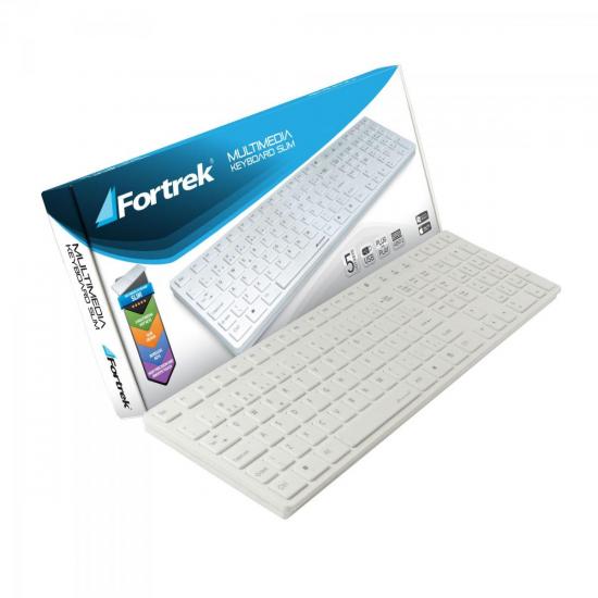 Teclado Multimídia USB ABNT2 MK-601WT SLIM Branco FORTREK por 0,00 à vista no boleto/pix ou parcele em até 1x sem juros. Compre na loja Mundomax!