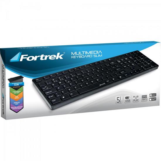Teclado Multimídia USB ABNT2 MK-601BK SLIM Preto FORTREK por 56,90 à vista no boleto/pix ou parcele em até 2x sem juros. Compre na loja Mundomax!