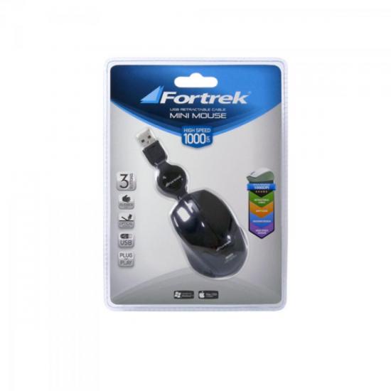 Mini Mouse Retrátil USB MM-601BK Preto FORTREK por 0,00 à vista no boleto/pix ou parcele em até 1x sem juros. Compre na loja Mundomax!