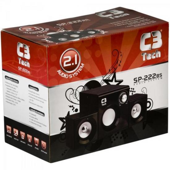 Caixa Multimídia 2.1 com Subwoofer 8W SP222BS Preto C3 TECH - Mundomax