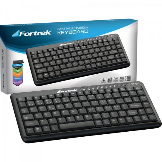Mini Teclado Multimídia USB ABNT2 MK-201BK Preto FORTREK por 0,00 à vista no boleto/pix ou parcele em até 1x sem juros. Compre na loja Mundomax!