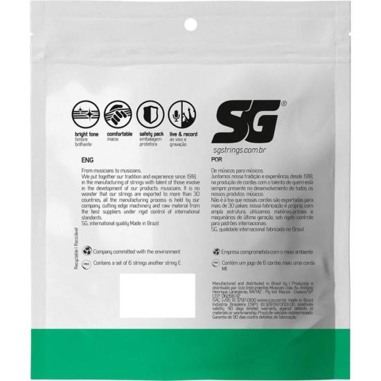 Encordoamento Para Ukulele Nylon Soprano SG por 15,00 à vista no boleto/pix ou parcele em até 1x sem juros. Compre na loja Mundomax!