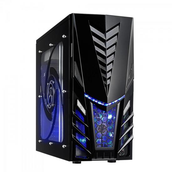 Gabinete Gamer CENTURION Preto/Azul FORTREK por 0,00 à vista no boleto/pix ou parcele em até 1x sem juros. Compre na loja Mundomax!