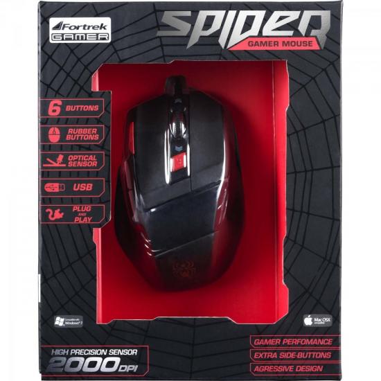 Mouse Gamer SPIDER OM-701 Preto/Vermelho FORTREK por 0,00 à vista no boleto/pix ou parcele em até 1x sem juros. Compre na loja Mundomax!