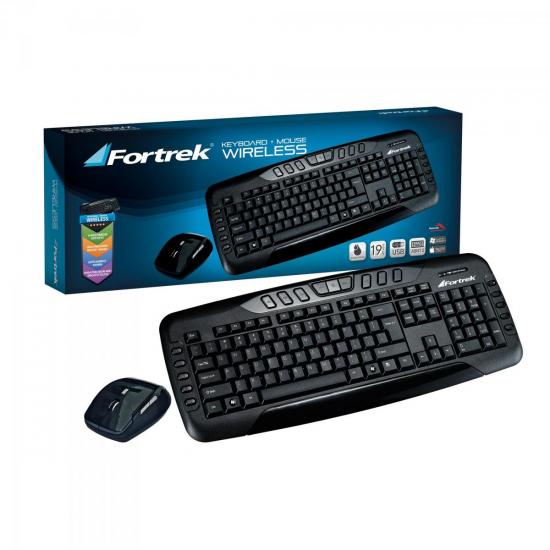Combo Teclado + Mouse sem Fio USB ABNT2 KC-602 Preto FORTREK por 0,00 à vista no boleto/pix ou parcele em até 1x sem juros. Compre na loja Mundomax!