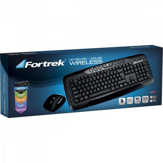 Combo Teclado + Mouse sem Fio USB ABNT2 KC-602 Preto FORTREK por 0,00 à vista no boleto/pix ou parcele em até 1x sem juros. Compre na loja Mundomax!