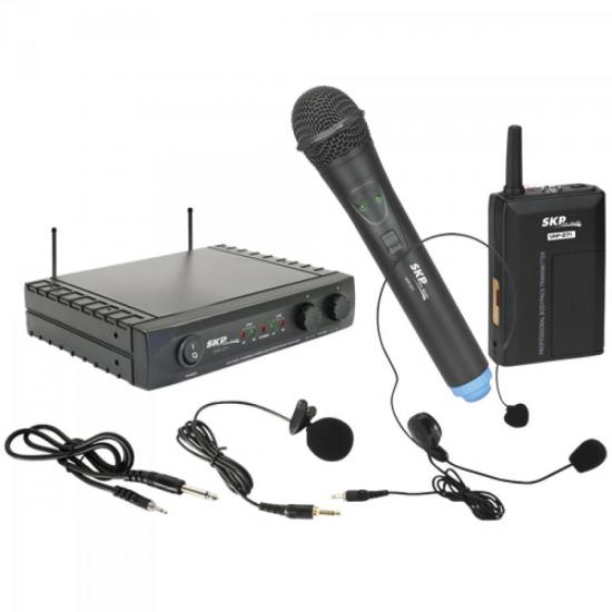 Sistema Triplo de Microfone sem Fio Mão/Lapela/Headset UHF-271 SKP (43695)