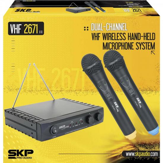 Microfone Duplo sem Fio Bivolt VHF2671 Preto SKP por 0,00 à vista no boleto/pix ou parcele em até 1x sem juros. Compre na loja Mundomax!