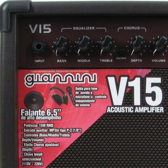 Cubo Para Violão 15W V15 GIANNINI por 0,00 à vista no boleto/pix ou parcele em até 1x sem juros. Compre na loja Mundomax!