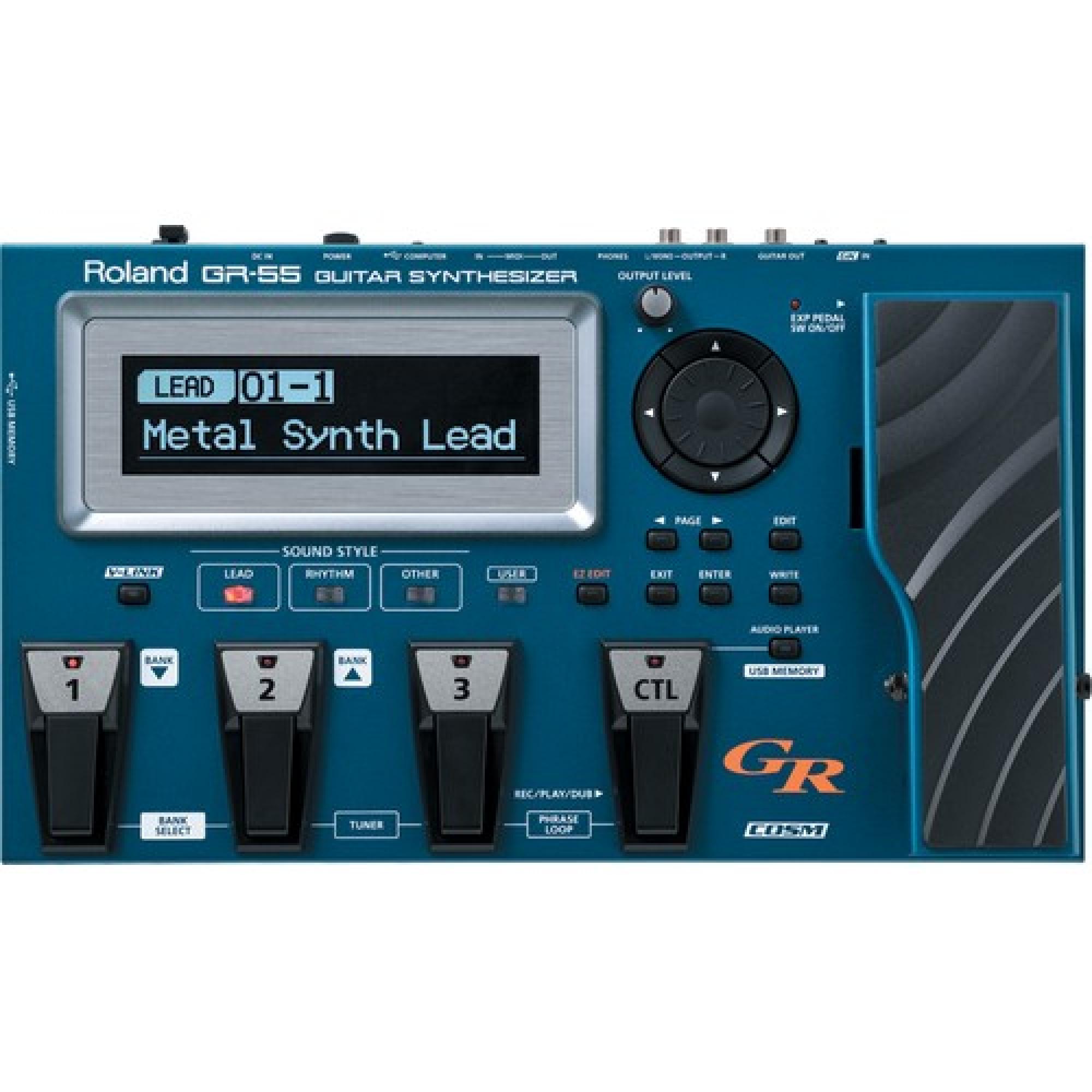 Pedal Sintetizador MIDI Para Guitarra GR55 Com Captador GK3 ROLAND