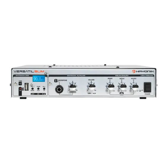 Amplificador 50W VERSATIL SLIM USB 70V Prata HAYONIK (44489)