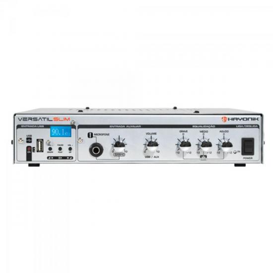 Amplificador 50W VERSATIL SLIM USB 12V Prata HAYONIK (44491)
