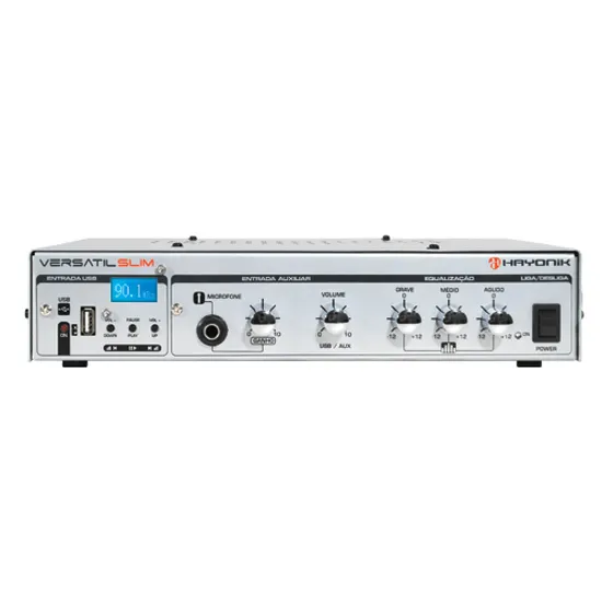 Amplificador 50W VERSATIL SLIM USB 12V Prata HAYONIK (44491)