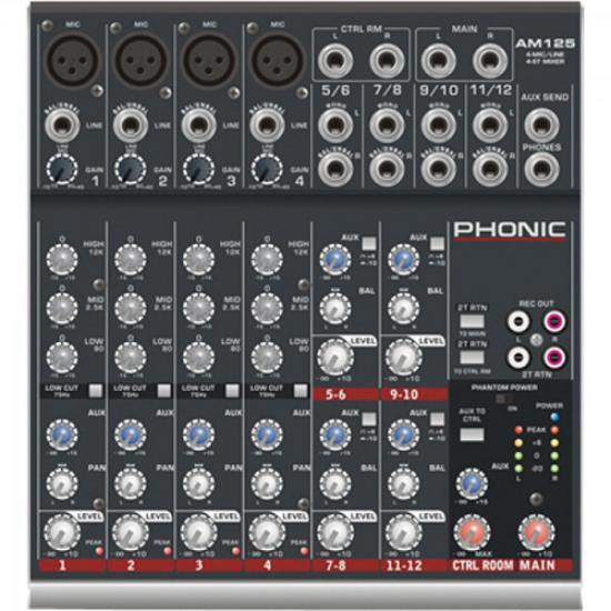 Mesa de Som 12 Canais AM125 PHONIC por 0,00 à vista no boleto/pix ou parcele em até 1x sem juros. Compre na loja Mundomax!