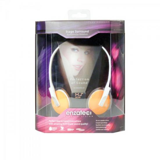 Fone de Ouvido HS305 Branco/Laranja ENZATEC por 0,00 à vista no boleto/pix ou parcele em até 1x sem juros. Compre na loja Mundomax!
