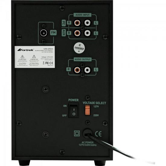 Caixa Multimídia 2.1 MS-2104 Bivolt Marrom FORTREK por 0,00 à vista no boleto/pix ou parcele em até 1x sem juros. Compre na loja Mundomax!