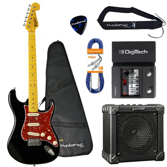 Kit Guitarra Woodstock Series TG530 Preta TAGIMA + Cubo + Capa + + (45230)