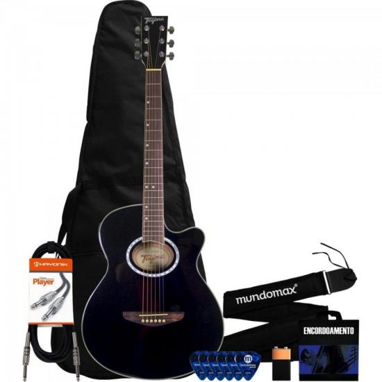 Kit Violão TAGIMA Aço Eletroacústico Preto Dallas Tuner + Acessórios por 0,00 à vista no boleto/pix ou parcele em até 1x sem juros. Compre na loja Mundomax!