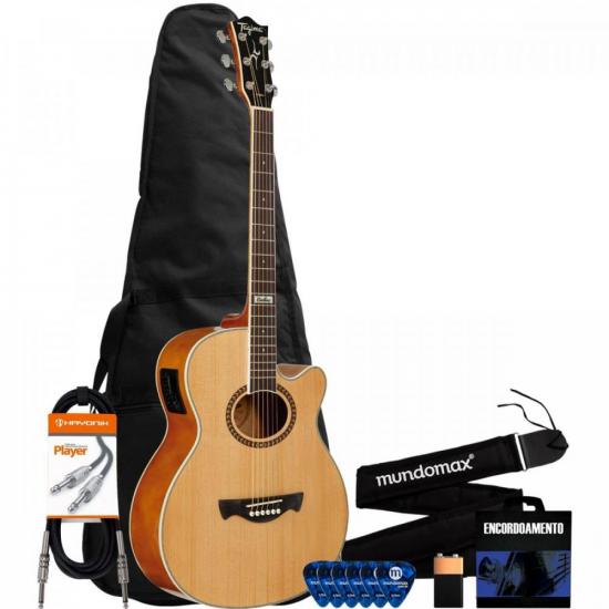 Kit Violão TAGIMA Eletroacústico Natural Dallas Tuner + Acessórios por 0,00 à vista no boleto/pix ou parcele em até 1x sem juros. Compre na loja Mundomax!