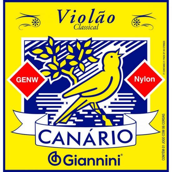 Encordoamento Para Violão Nylon Médio Série Série Canário Giannini GENW (4536)