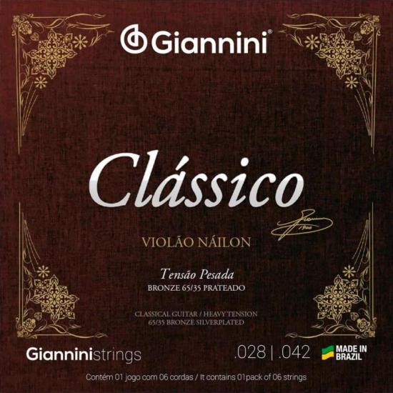 Encordoamento Para Violão Nylon Pesada Série Clássico Giannini GENWPA (4539)