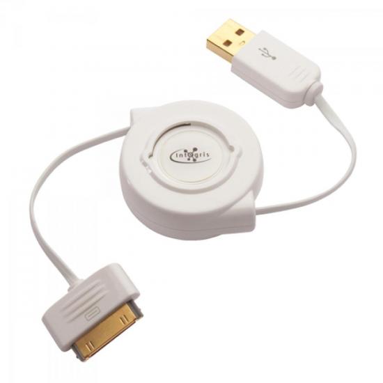 Cabo USB Retrátil P/Apple 0,8M Branco INTEGRIS por 0,00 à vista no boleto/pix ou parcele em até 1x sem juros. Compre na loja Mundomax!
