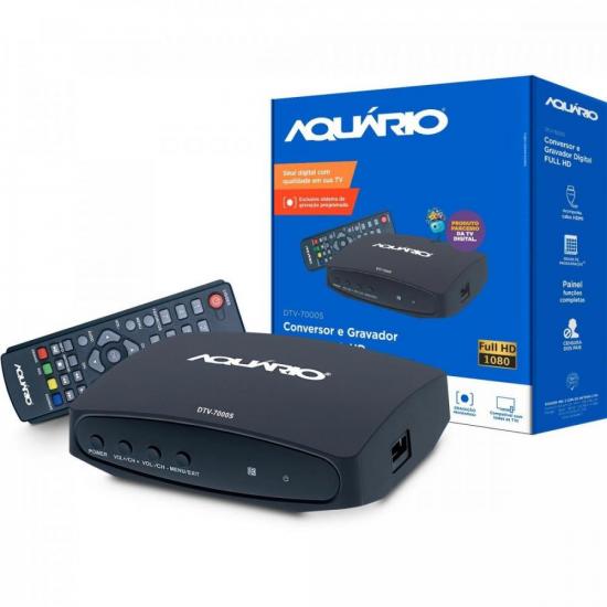 Conversor e Gravador Digital FULL HD DTV7000S Preto AQUÁRIO por 0,00 à vista no boleto/pix ou parcele em até 1x sem juros. Compre na loja Mundomax!