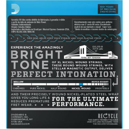 Encordoamento Guitarra .009-.042 XL Nickel EXL120-B D\