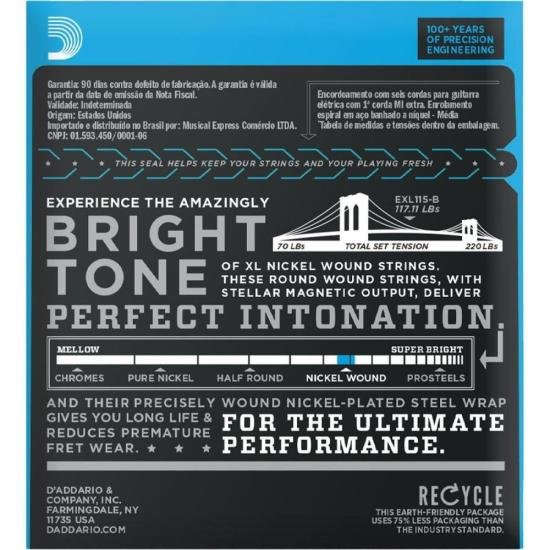 Encordoamento Guitarra .011-.049 XL Nickel EXL115-B D\