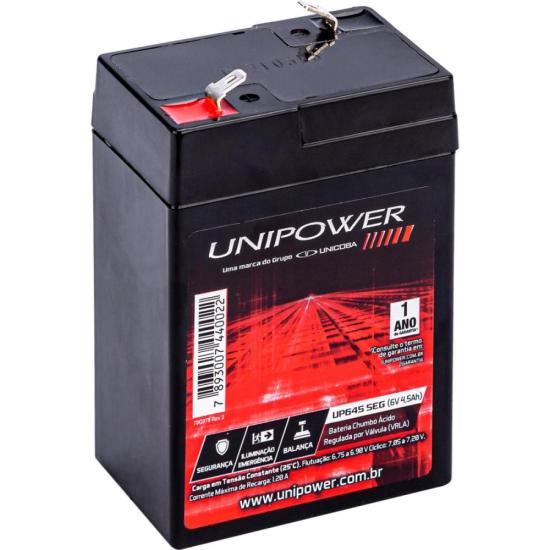 Bateria Estacionária Selada 6V 4,5Ah VRLA UP645SEG Unipower por 53,99 à vista no boleto/pix ou parcele em até 2x sem juros. Compre na loja Mundomax!