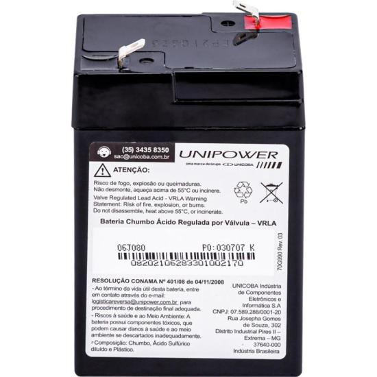 Bateria Estacionária Selada 6V 4,5Ah VRLA UP645SEG Unipower por 55,00 à vista no boleto/pix ou parcele em até 2x sem juros. Compre na loja Mundomax!