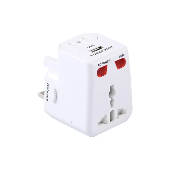 Plug Adaptador Universal 2P+T 6A~13A com USB AD102 Branco NEWLINK (47912)