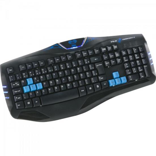 Teclado Gamer USB Cobra Combatant X Preto/Azul E-BLUE por 0,00 à vista no boleto/pix ou parcele em até 1x sem juros. Compre na loja Mundomax!