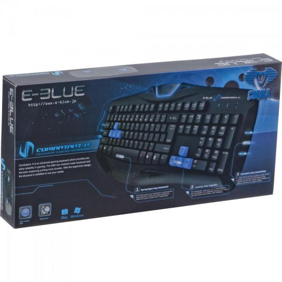 Teclado Gamer USB Cobra Combatant X Preto/Azul E-BLUE por 0,00 à vista no boleto/pix ou parcele em até 1x sem juros. Compre na loja Mundomax!